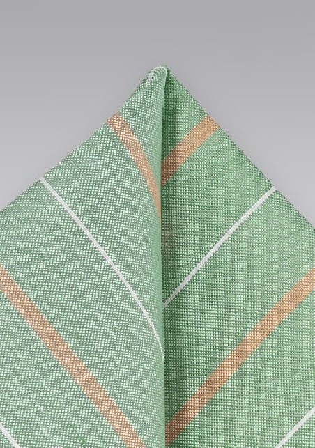 Vintage Striped Pocket Square in Light Green