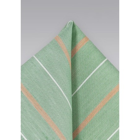 Vintage Striped Pocket Square in Light Green