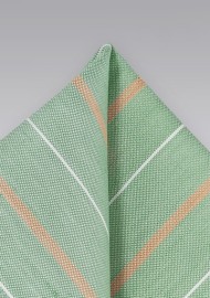 Vintage Striped Pocket Square in Light Green