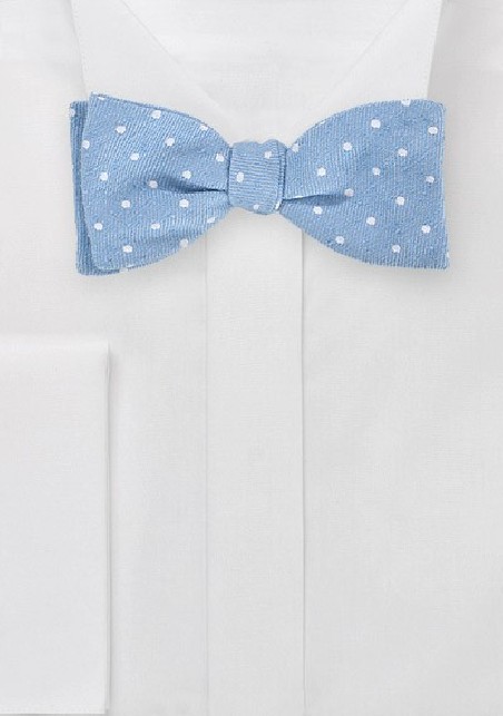 Modern Light Blue Bowtie with Polka Dot Design