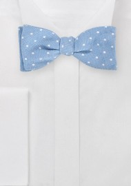 Modern Light Blue Bowtie with Polka Dot Design