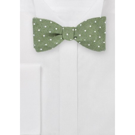 Moss Green Bowtie with Modern Polka Dot Design