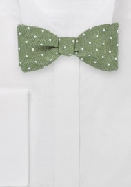 Moss Green Bowtie with Modern Polka Dot Design