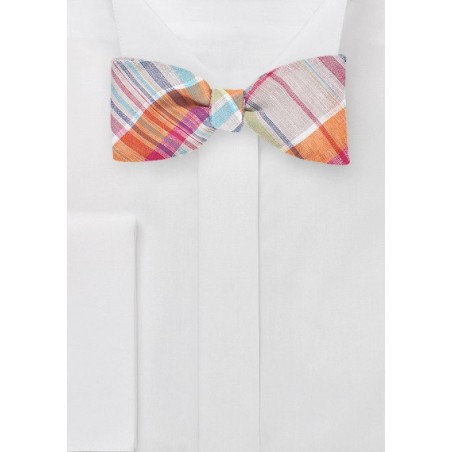 Orange and Tan Madras Bow Tie