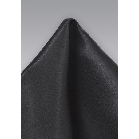 Solid Black Pocket Square in Pure Silk
