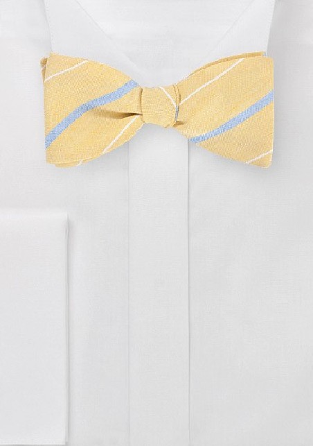 Vintage Yellow Striped Bow Tie