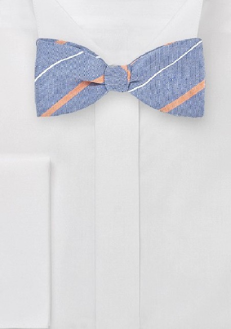 Vintage Blue Striped Bow Tie