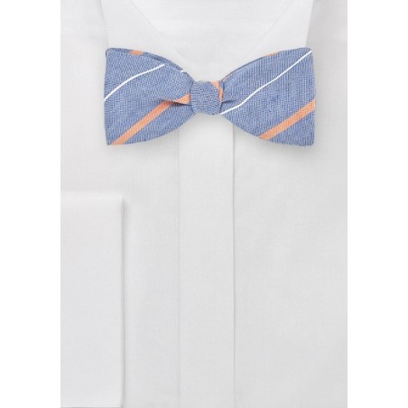 Vintage Blue Striped Bow Tie
