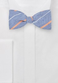 Vintage Blue Striped Bow Tie