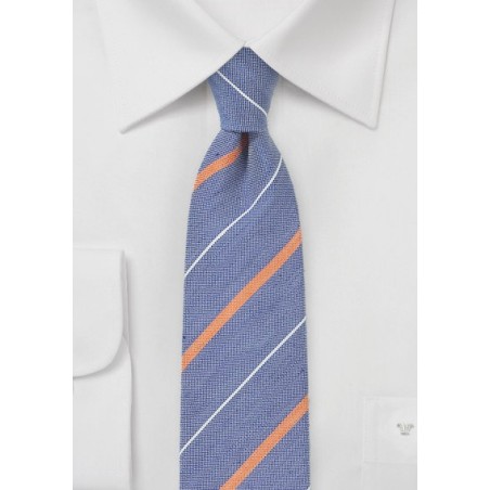 Striped Skinny Tie in Vintage Blues and Oranges