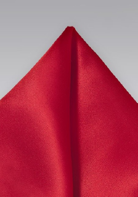 Cherry Red Silk Handkerchief with Satin Finish