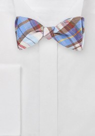 Graphic Plaid Bow Tie in Blues and Browns