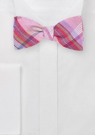 Textured Plaid Bow Tie in Pinks