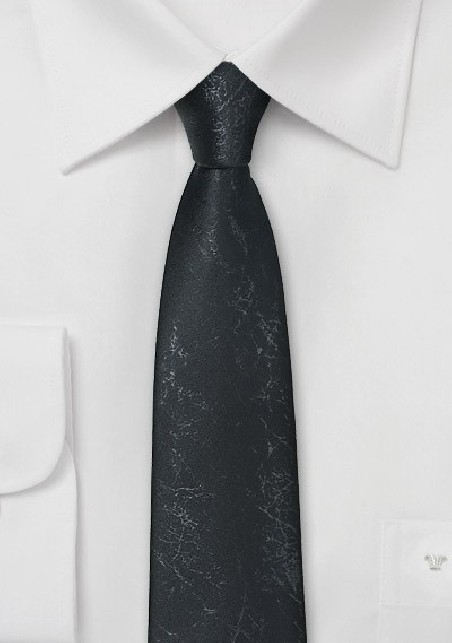 Handmade Black Tie with Worn Leather Look