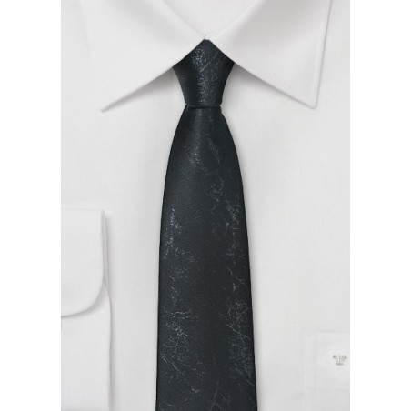 Handmade Black Tie with Worn Leather Look