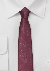 Skinny Burgundy Tie with Distressed Leather Look