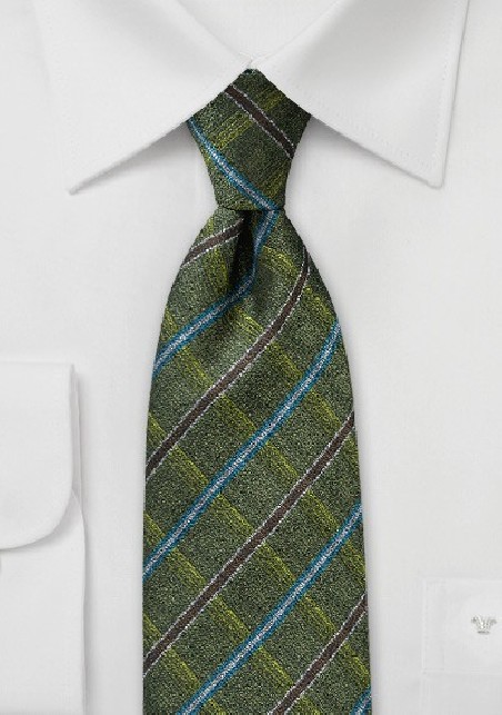 Men's Plaid Style Necktie in Green