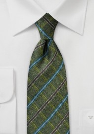 Men's Plaid Style Necktie in Green