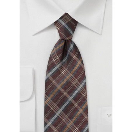 Tartan Check Necktie in Burgundy