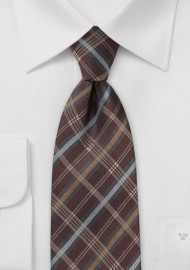 Tartan Check Necktie in Burgundy