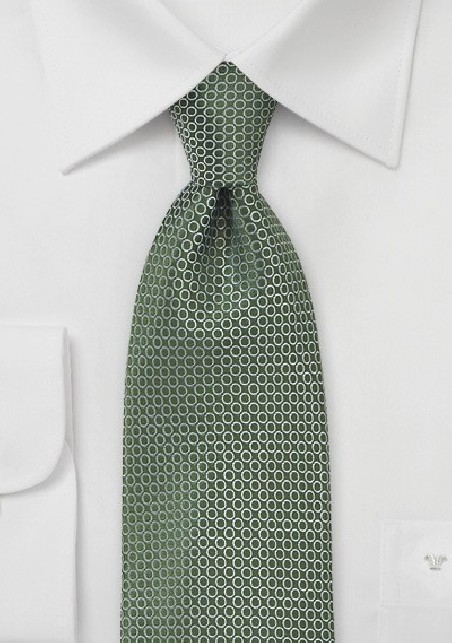 Olive Necktie with Silver Dot Design