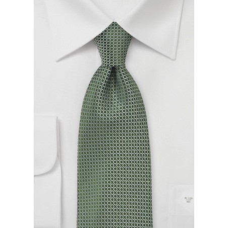 Olive Necktie with Silver Dot Design