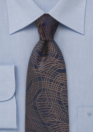 Navy Necktie with Geometric Swirl