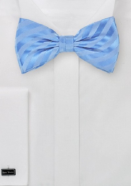 Light Blue Striped Men's Bow Tie