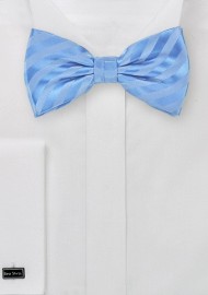 Light Blue Striped Men's Bow Tie