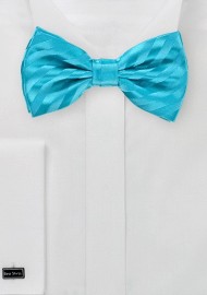 Aqua Blue Striped Bow Tie