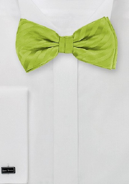 Apple Green Striped Bow Tie