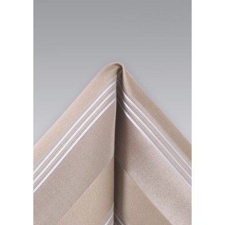 Golden Tan Striped Pocket Square
