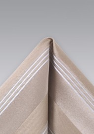 Golden Tan Striped Pocket Square