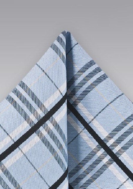 Plaid Pocket Square in Light Blue