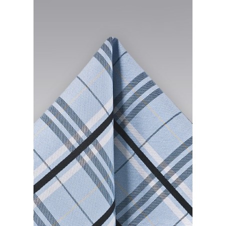 Plaid Pocket Square in Light Blue