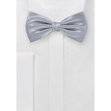 Pre-Tied Silver Silk Bow Tie