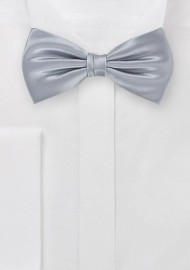 Pre-Tied Silver Silk Bow Tie