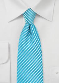 Bright Aqua Striped Necktie