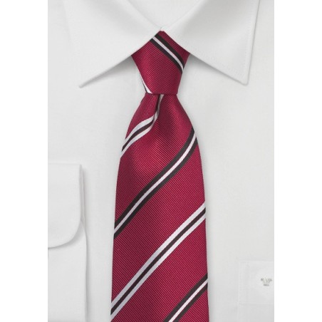 Ruby Red Repp Striped Silk Tie