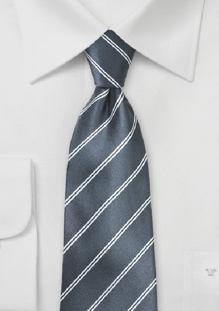 Double Pinstriped Necktie in Gray