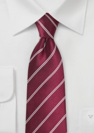 Burgundy Tie with Double Pin Stripes