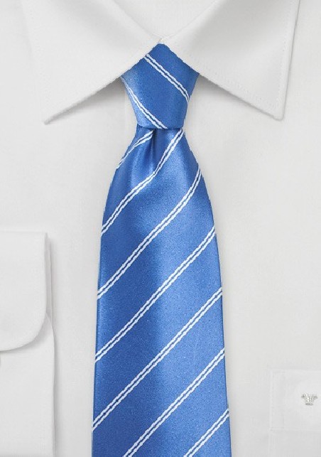 Sky-Blue Necktie with Double Pin Stripe