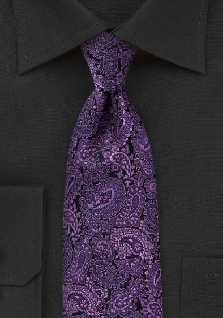 Violet and Lilac Colored Paisley Tie