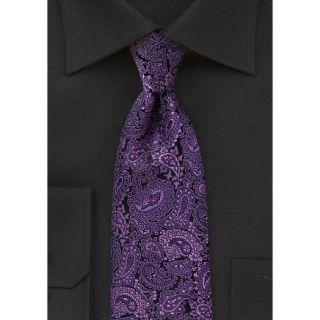 Violet and Lilac Colored Paisley Tie