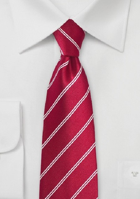 Red Double Pin-Striped Necktie
