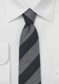 Charcoal and Gray Striped Skinny Tie