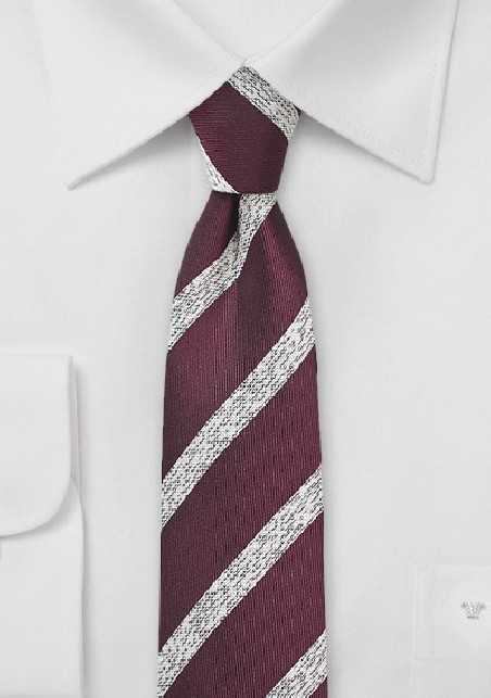 Black Cherry Colored Striped Tie
