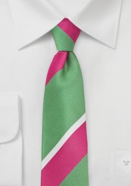 Striped Designer Tie in Lime and Magenta