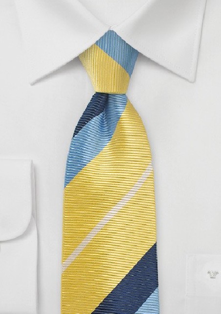 Bold Striped Tie in Yellow and Blue