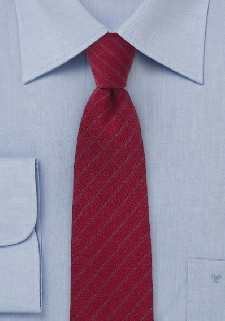 Wool Pencil Stripe Tie in Burgundy
